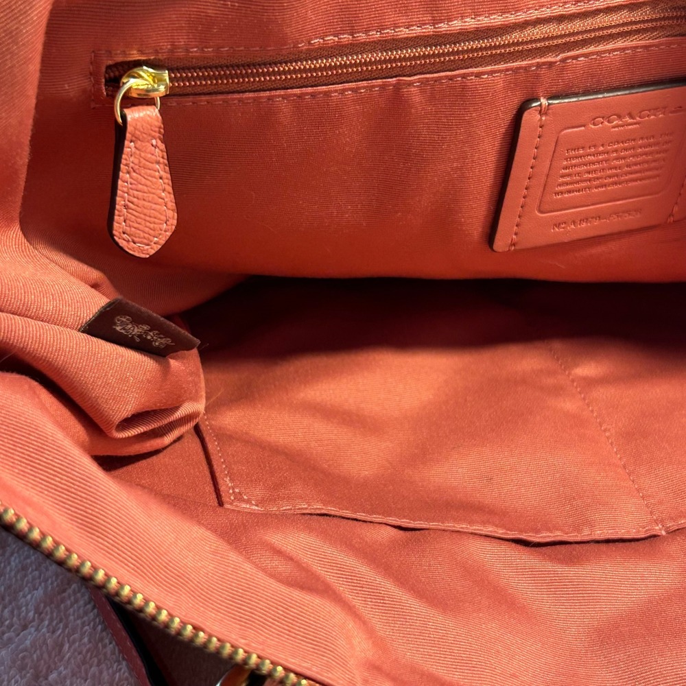 Coach Ava Tote Coral Pink Crossgrain Leather Shoulder Bag F57526 Gold Hardware - Picture 10 of 13